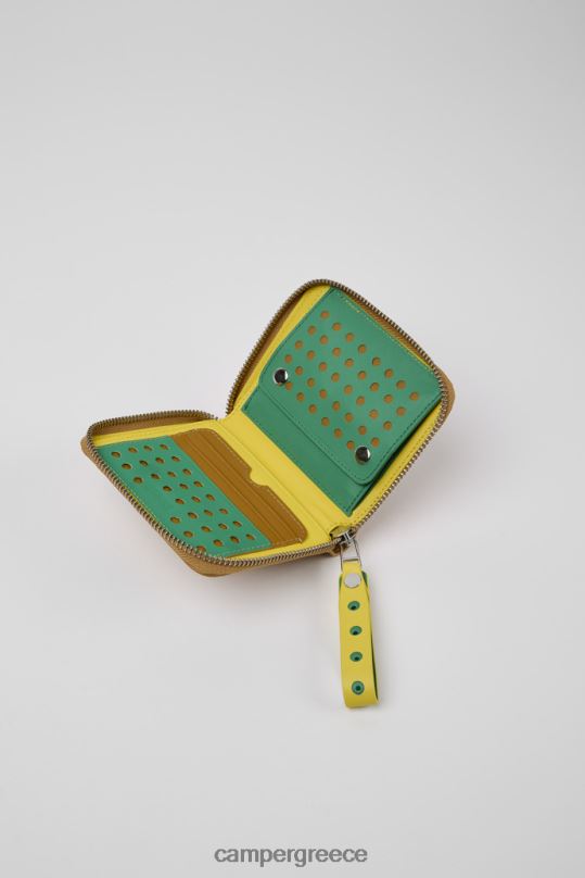 καφέ mosa καφέ και κίτρινο δερμάτινο πορτοφόλι νέες παραλαβές Camper XTDPX1782