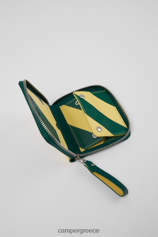 πράσινος σχέδιο mosa πράσινο και κίτρινο δερμάτινο πορτοφόλι Camper XTDPX1866