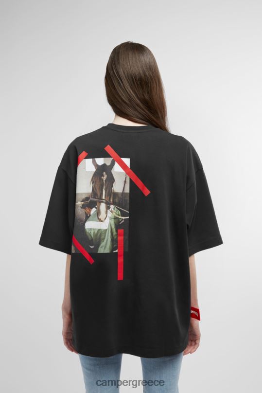 μαύρος αποκλειστικό μπλουζάκι μαύρο μπλουζάκι με στάμπα αλόγου στο πίσω μέρος Camper XTDPX1850