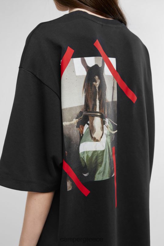 μαύρος αποκλειστικό μπλουζάκι μαύρο μπλουζάκι με στάμπα αλόγου στο πίσω μέρος Camper XTDPX1850