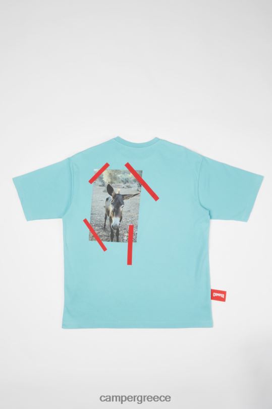 μπλε μπλουζάκι σιέλ μπλουζάκι με στάμπα γαϊδουριού νέες παραλαβές Camper XTDPX1851