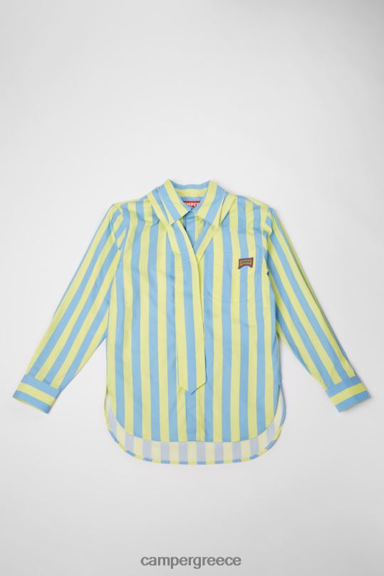 μπλε αποκλειστικό πουκάμισο μπλε και κίτρινο ριγέ unisex πουκάμισο Camper XTDPX1829