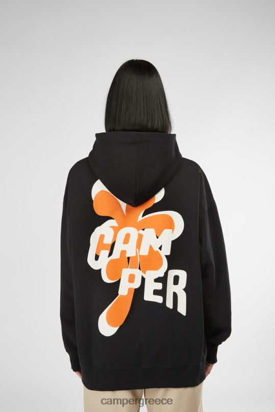 μαύρος Νέες παραλαβές κουκούλα με φούτερ μαύρο και πορτοκαλί unisex Camper XTDPX1832