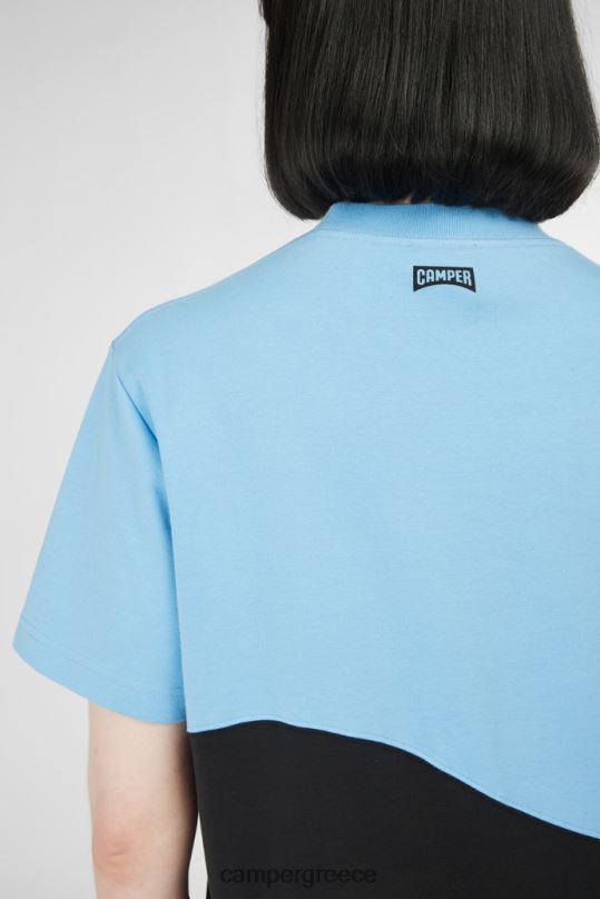 μπλε μπλουζάκι με σχέδιο μπλε και μαύρο unisex μπλουζάκι Camper XTDPX1836