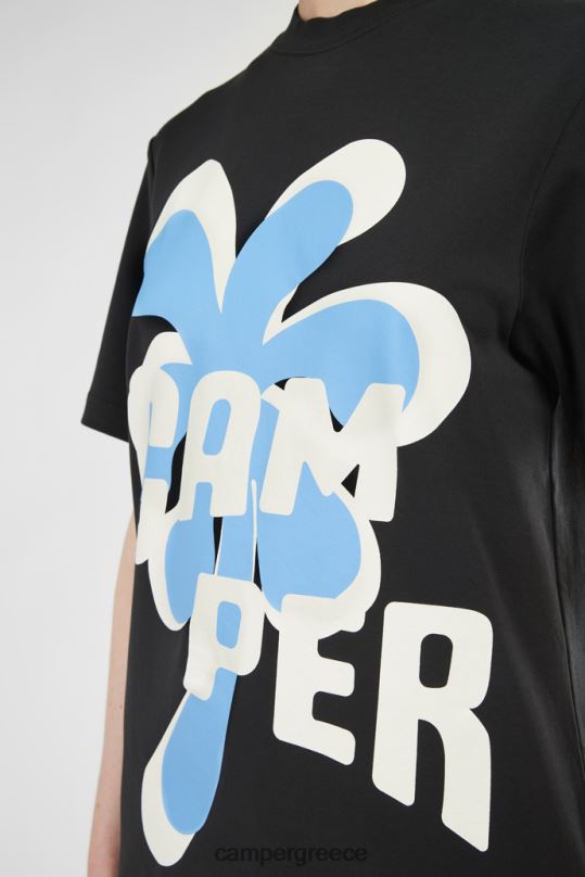 μαύρος μπλουζάκι ντιζάιν σε μαύρο και μπλε εμπριμέ unisex μπλουζάκι Camper XTDPX1838