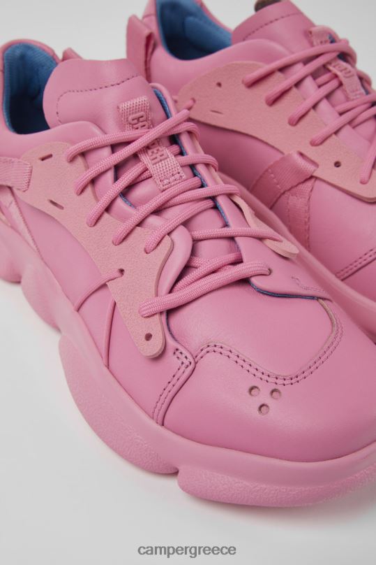 ροζ Γυναικεία πάνινα παπούτσια σε ροζ καρστ δέρμα και ύφασμα νέες αφίξεις Camper XTDPX648