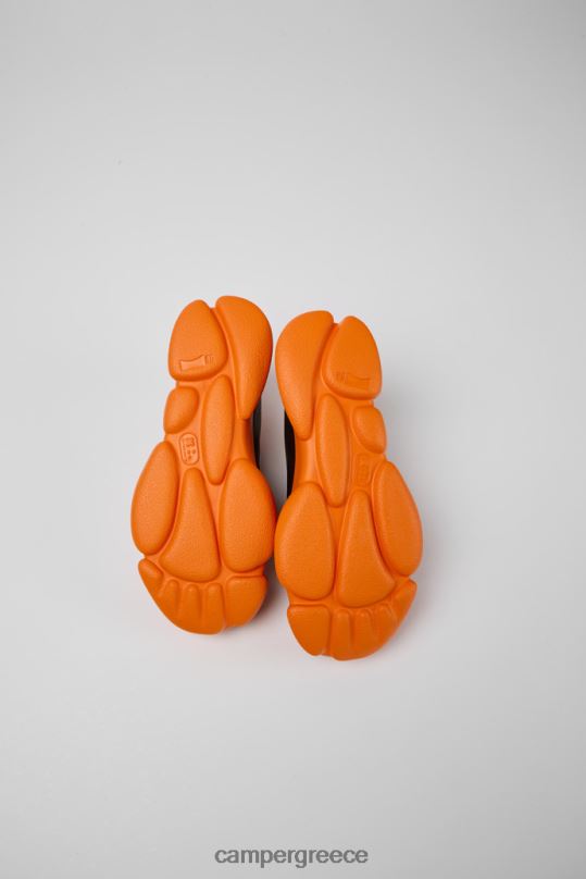 μαύρος Αποκλειστικά γυναικεία παπούτσια καρστ, μαύρα και πορτοκαλί δέρμα Camper XTDPX770