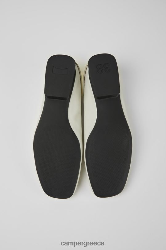 άσπρο αποκλειστικές γυναικείες δερμάτινες μπαλαρίνες casi myra σε λευκό και κίτρινο χρώμα Camper XTDPX1092