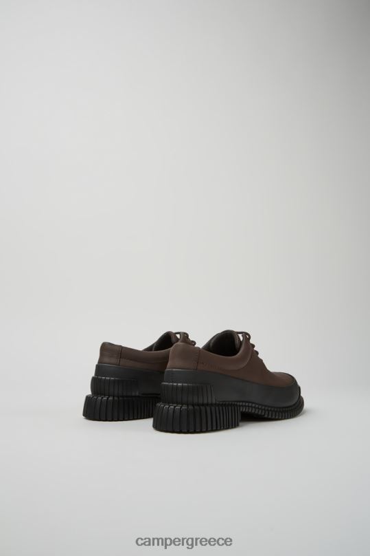 καφέ αποκλειστικά pix καφέ και μαύρα δερμάτινα παπούτσια με κορδόνια για γυναίκες Camper XTDPX1094