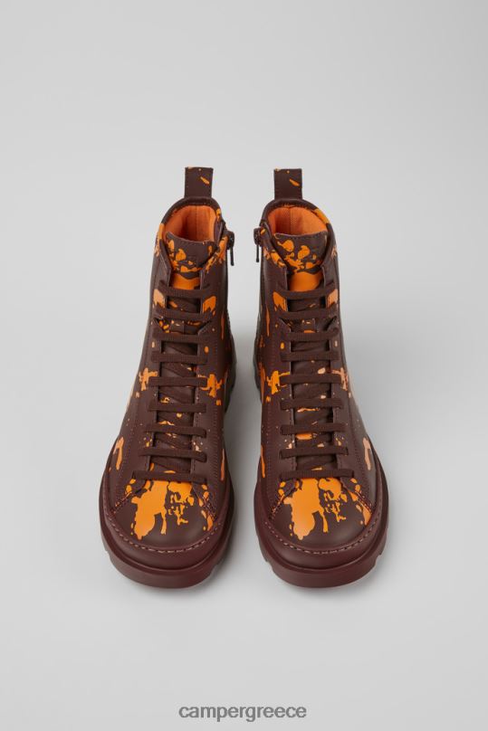 Βουργουνδία brutus μπορντό και πορτοκαλί εμπριμέ δερμάτινα μποτάκια για γυναίκες αποκλειστικά Camper XTDPX463