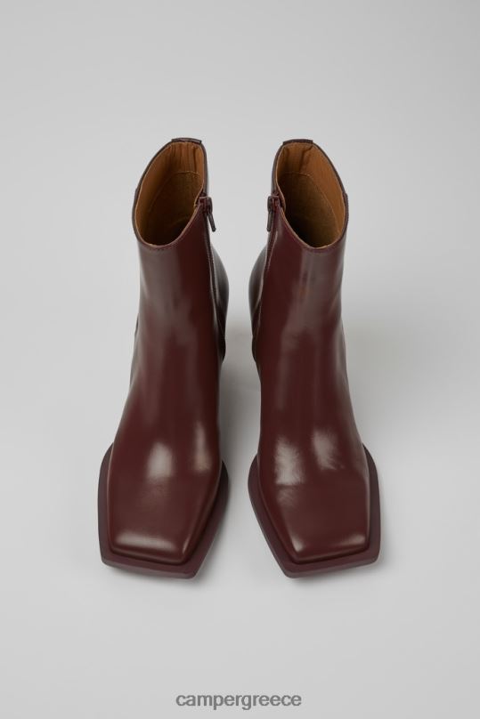 Βουργουνδία γυναικεία μποτάκια από δέρμα μπορντώ με σχέδιο karole Camper XTDPX461