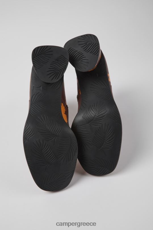 Βουργουνδία Αποκλειστικά δερμάτινα μποτάκια σε μπορντό και πορτοκαλί εμπριμέ kiara Camper XTDPX465