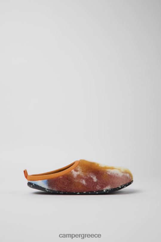 πορτοκάλι αποκλειστικές γυναικείες παντόφλες wabi πορτοκαλί μπλε και λευκές από ανακυκλωμένο μαλλί Camper XTDPX1176