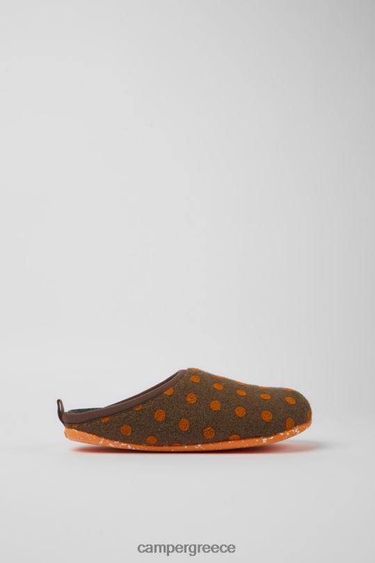 καφέ μάλλινες παντόφλες wabi καφέ και πορτοκαλί για γυναίκες νέες αφίξεις Camper XTDPX262