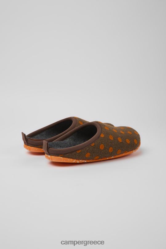 καφέ μάλλινες παντόφλες wabi καφέ και πορτοκαλί για γυναίκες νέες αφίξεις Camper XTDPX262
