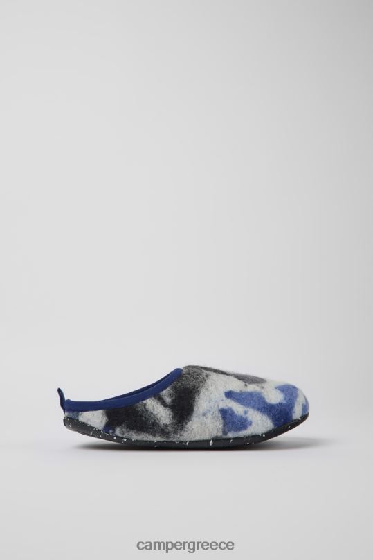 μπλε Γυναικείες παντόφλες από ανακυκλωμένο μαλλί wabi blue ασπρόμαυρες Camper XTDPX251