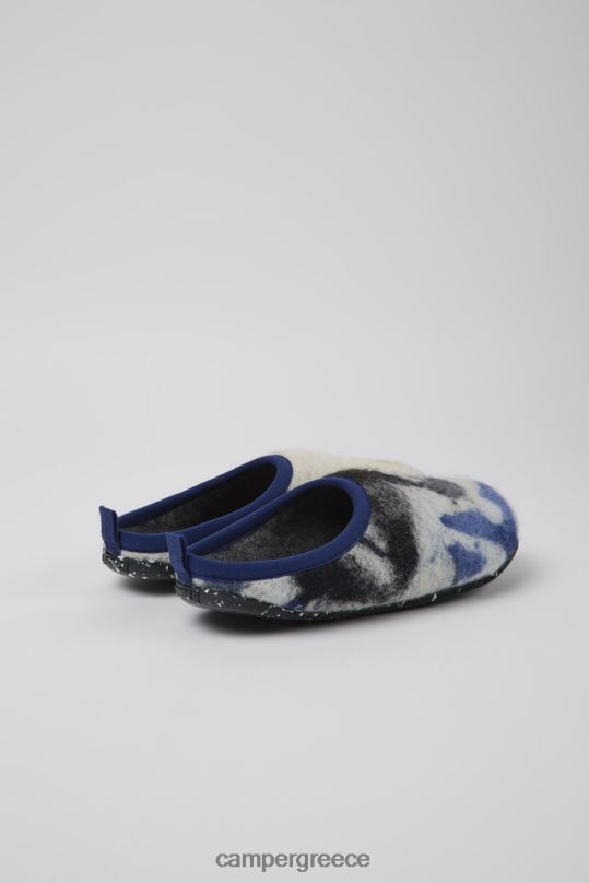 μπλε Γυναικείες παντόφλες από ανακυκλωμένο μαλλί wabi blue ασπρόμαυρες Camper XTDPX251