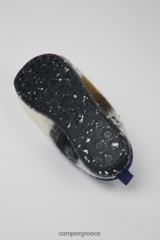 μπλε Γυναικείες παντόφλες από ανακυκλωμένο μαλλί wabi blue ασπρόμαυρες Camper XTDPX251