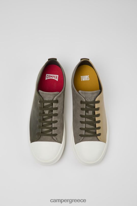 πράσινος δίδυμα καφέ-γκρι και πράσινα δερμάτινα παπούτσια για άνδρες νέες αφίξεις Camper XTDPX1281