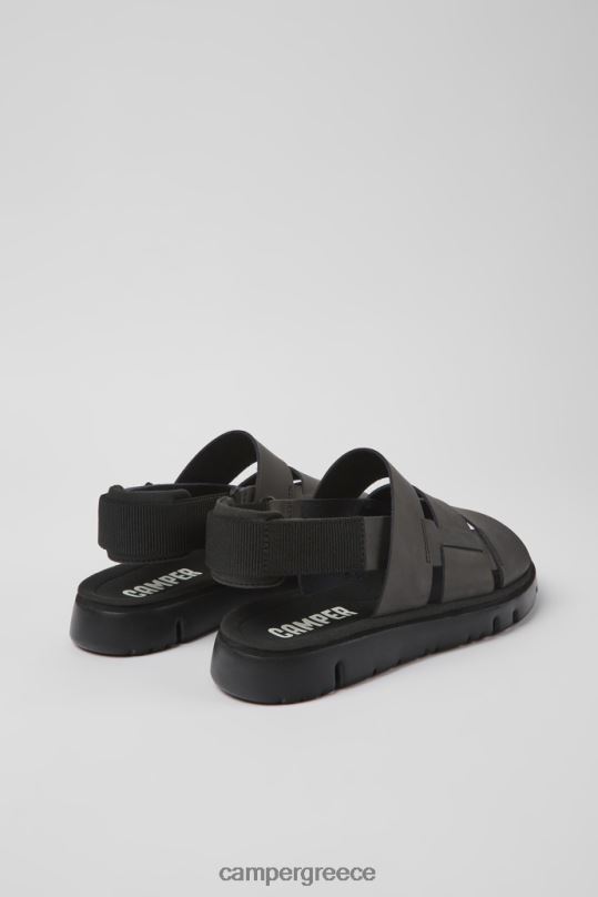 καφέ Σχεδιαστικά ανδρικά πέδιλα από δέρμα και υφασμάτινα σε καφέ oruga Camper XTDPX1222