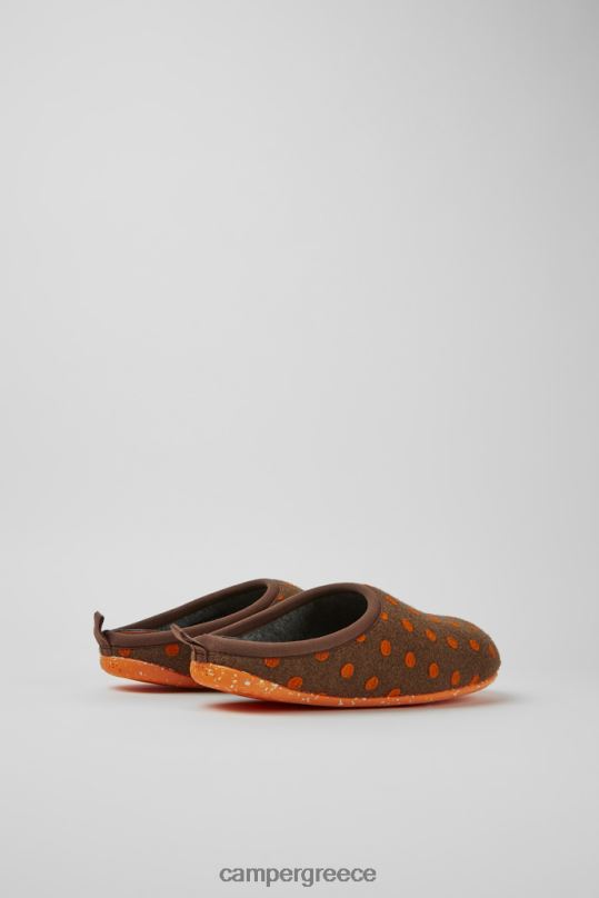 καφέ Σχεδίαση ανδρικές παντόφλες σε καφέ και πορτοκαλί μάλλινες παντόφλες Camper XTDPX1742