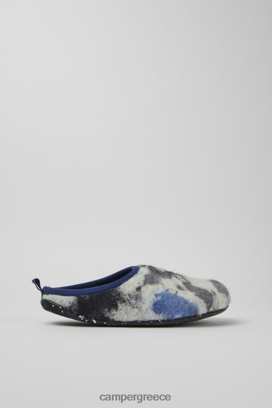 μπλε αποκλειστικές παντόφλες wabi μπλε και μαύρες από ανακυκλωμένο μάλλινο για άνδρες Camper XTDPX1738
