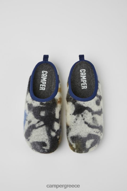 μπλε αποκλειστικές παντόφλες wabi μπλε και μαύρες από ανακυκλωμένο μάλλινο για άνδρες Camper XTDPX1738