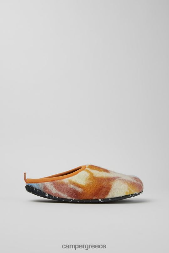 πορτοκάλι αποκλειστικές ανδρικές παντόφλες από ανακυκλωμένο μάλλινο πορτοκαλί και μπλε wabi Camper XTDPX1859