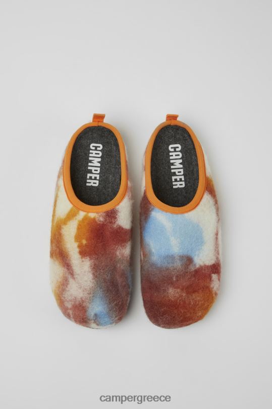 πορτοκάλι αποκλειστικές ανδρικές παντόφλες από ανακυκλωμένο μάλλινο πορτοκαλί και μπλε wabi Camper XTDPX1859