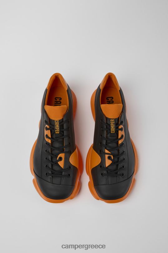 μαύρος Σχεδιαστικά ανδρικά παπούτσια από μαύρο και πορτοκαλί δέρμα καρστ Camper XTDPX326