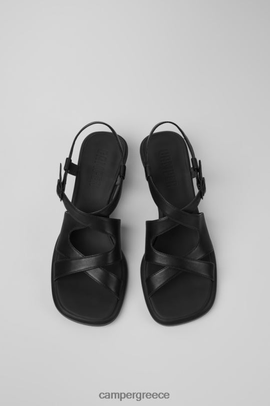 Black Design Dina Black Leather Sandals For Women Camper XTDPX61