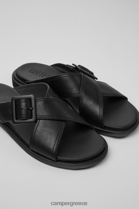 Black Edy Black Leather Sandals For Women Exclusive Camper XTDPX55