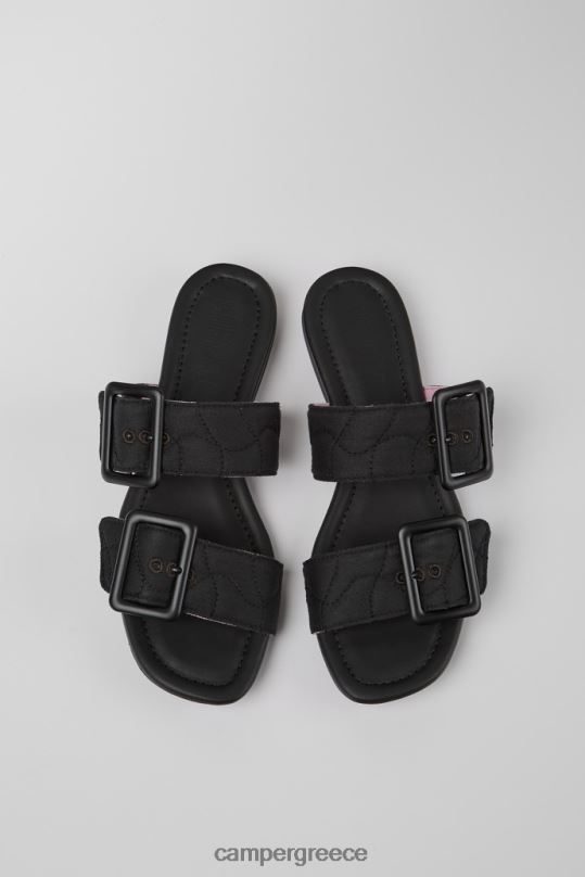 Black ExclusiveCasi Myra Black Recycled Pet Sandals For Women Camper XTDPX48