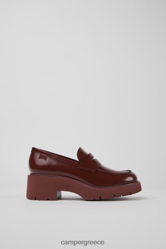 Burgundy ExclusiveMilah Burgundy Leather Loafers For Women Camper XTDPX90