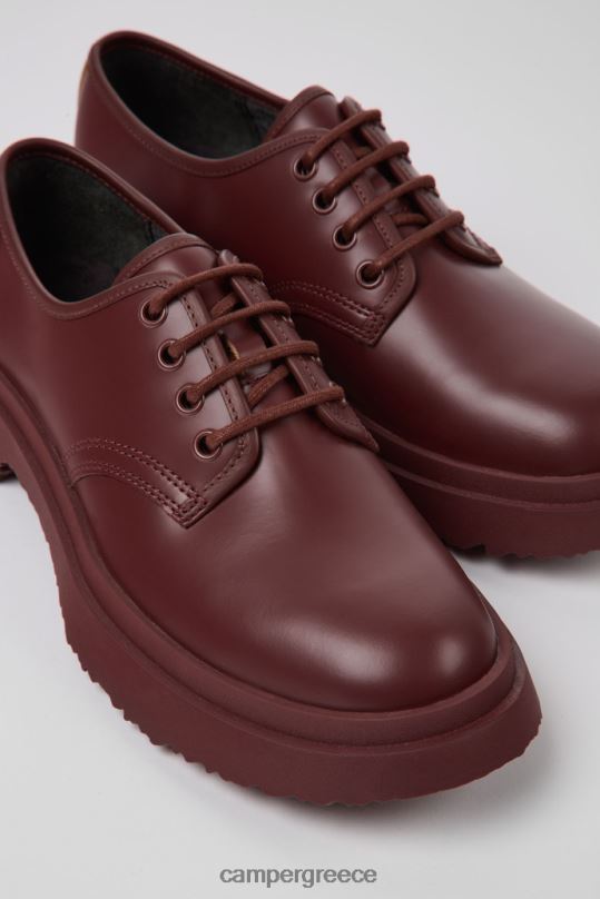 Burgundy Walden Burgundy Leather Lace-Up Shoes For WomenNew Arrivals Camper XTDPX131