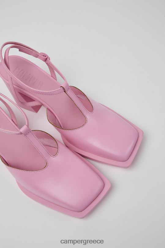 Pink ExclusiveKarole Pink Leather T-Bar Shoes For Women Camper XTDPX76
