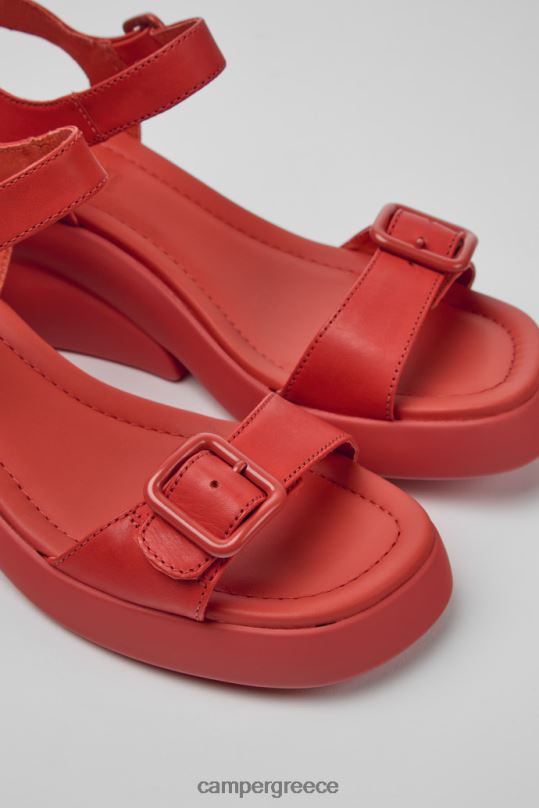 Red Kaah Red Leather Sandals For Women New Arrivals Camper XTDPX63
