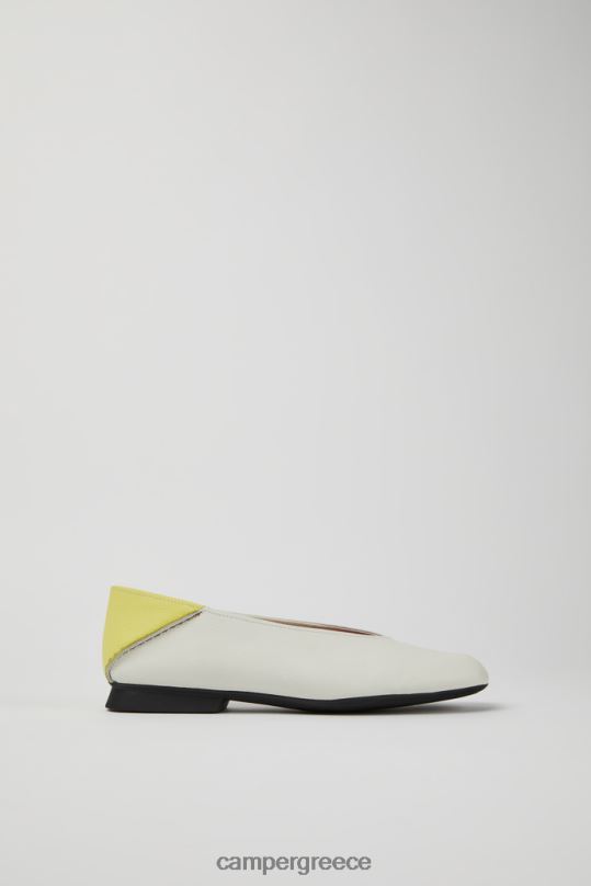White Casi Myra White And Yellow Leather Ballerina Flats For WomenNew Arrivals Camper XTDPX38