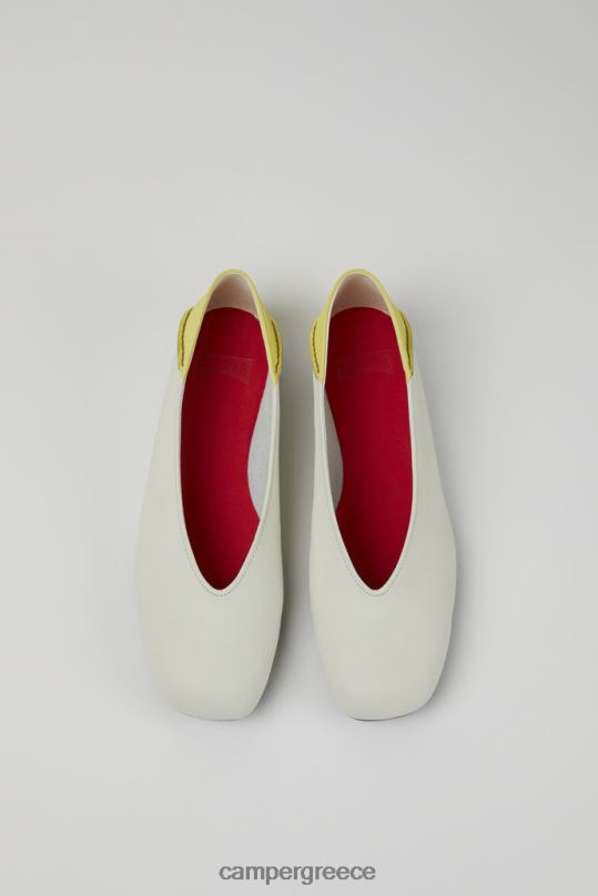 White Casi Myra White And Yellow Leather Ballerina Flats For WomenNew Arrivals Camper XTDPX38