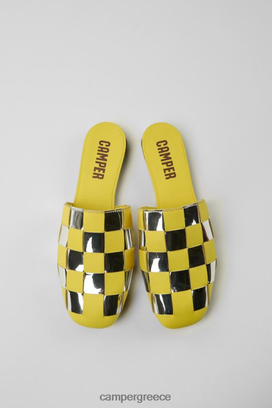 Yellow Design Casi Myra Yellow And Silver Shoes For Women Camper XTDPX46