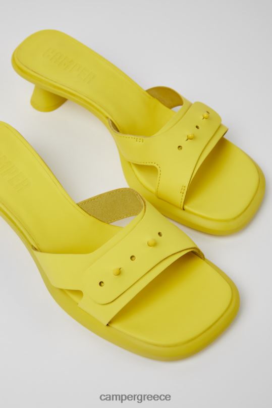 Yellow Dina Yellow Leather Sandals For Women New Arrivals Camper XTDPX59