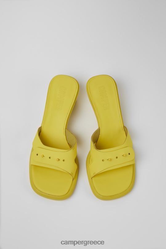 Yellow Dina Yellow Leather Sandals For Women New Arrivals Camper XTDPX59
